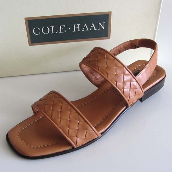 Cole Haan Shoes - COLE HAAN camel double strap woven sandals 7 Italy